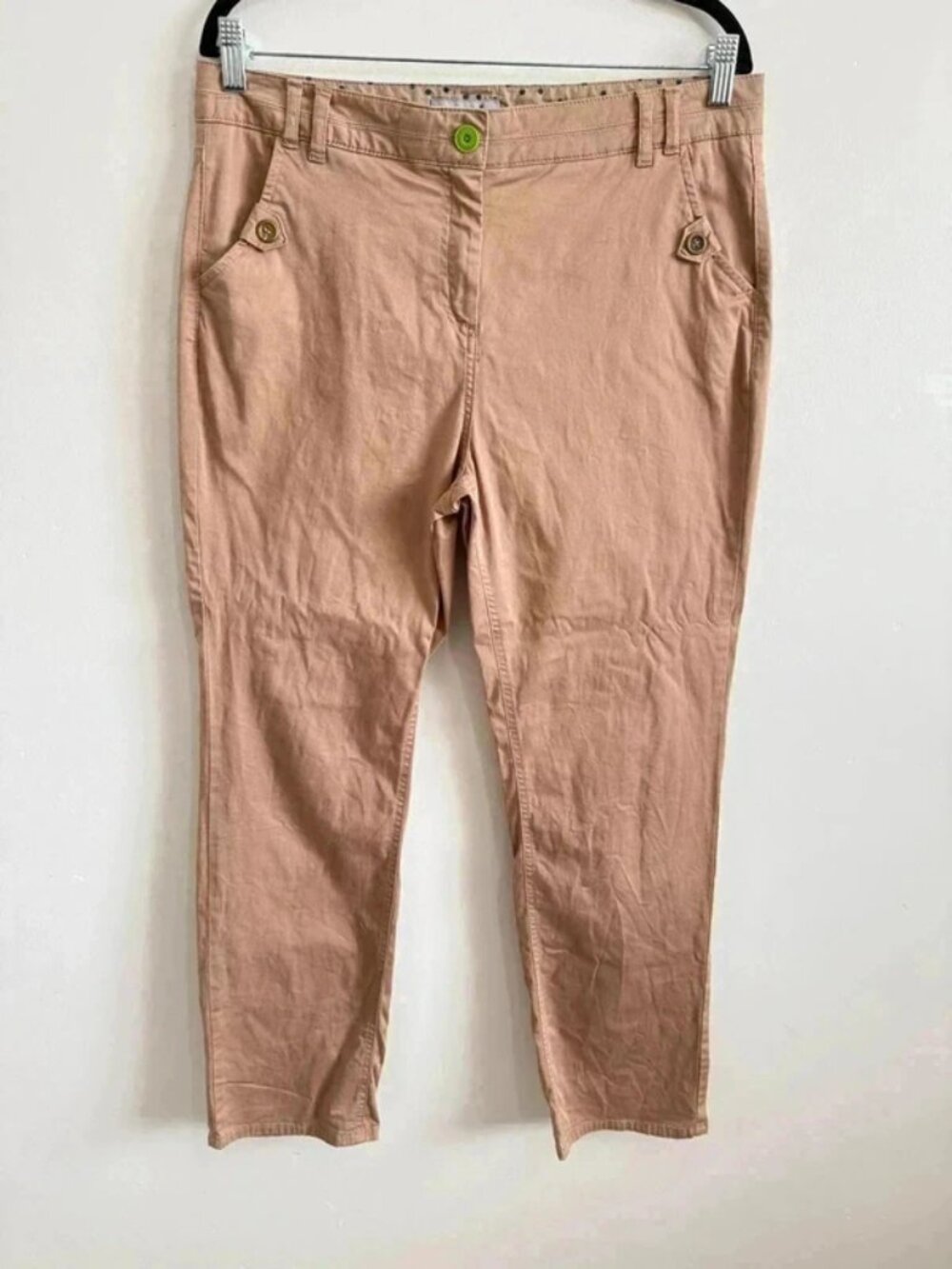 Per Una M&S Womens Sandstone Beige Chino Trousers Size 14 with pockets